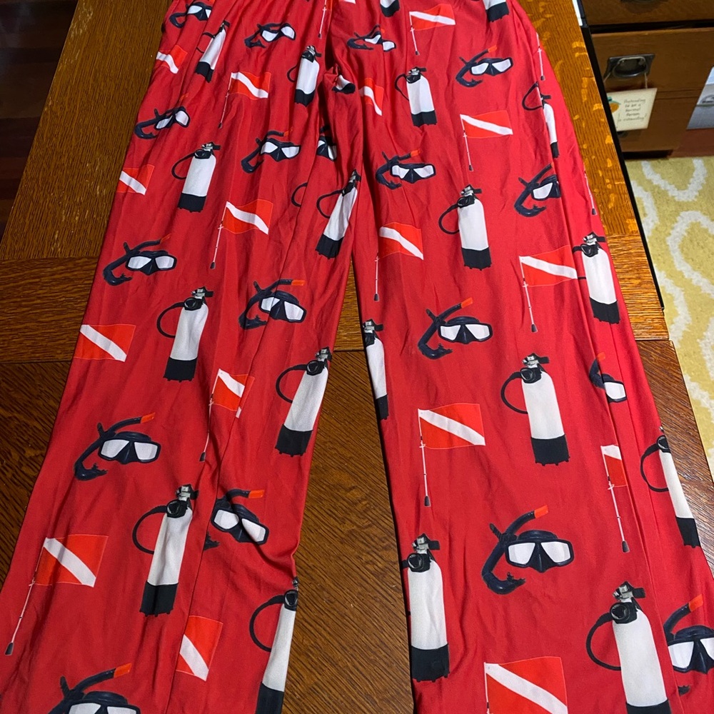 Red Scuba Print Pajama Pants